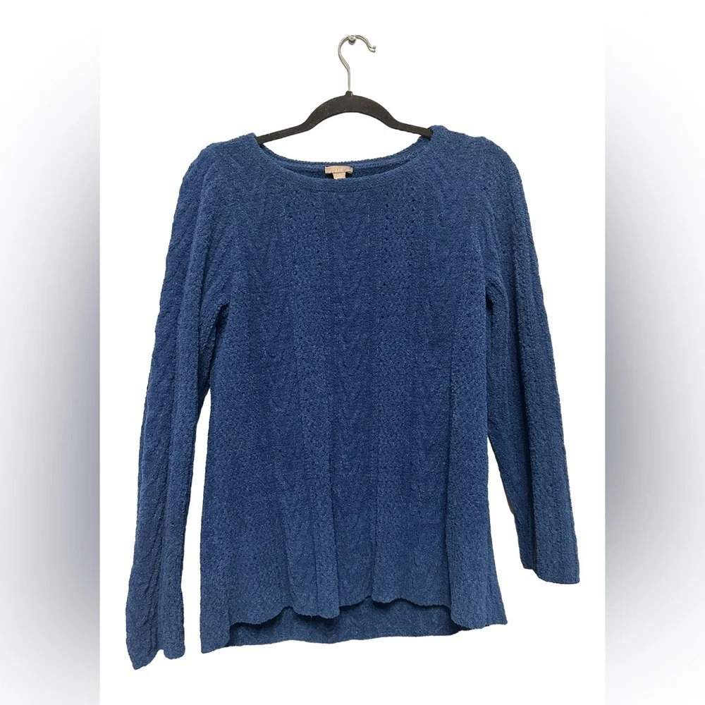 J Jill Royal Blue Cable Knit Sweater Size Medium Petite